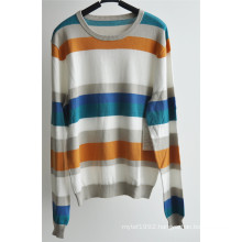 100%Cotton Round Neck Striped Pullover Men Sweater